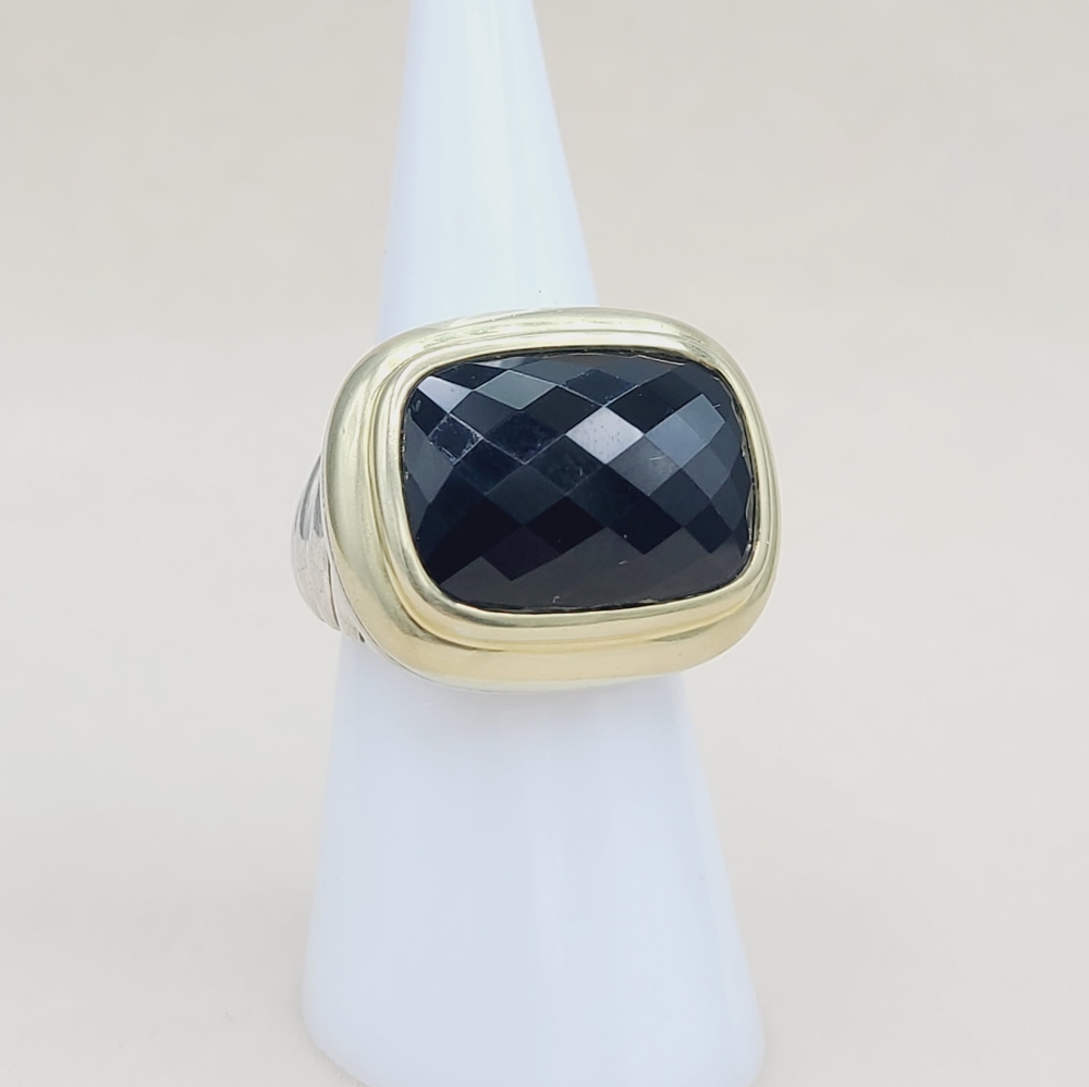 David Yurman Waverly Black Onyx Ring With Gold